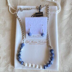 FAC Genuine Natural Agate Gemstone Necklace & Earrings